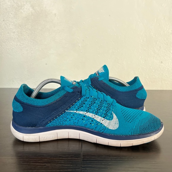Size 11 - Nike Free 4.0 Flyknit Men's Running 631053-401 Turquoise Pre-Owned - Picture 5 of 8